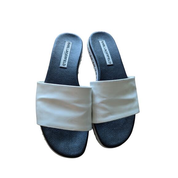 Karl Lagerfeld Paris Billi Chain Detail Slip-On Flat Sandals size 7 - Picture 2 of 6